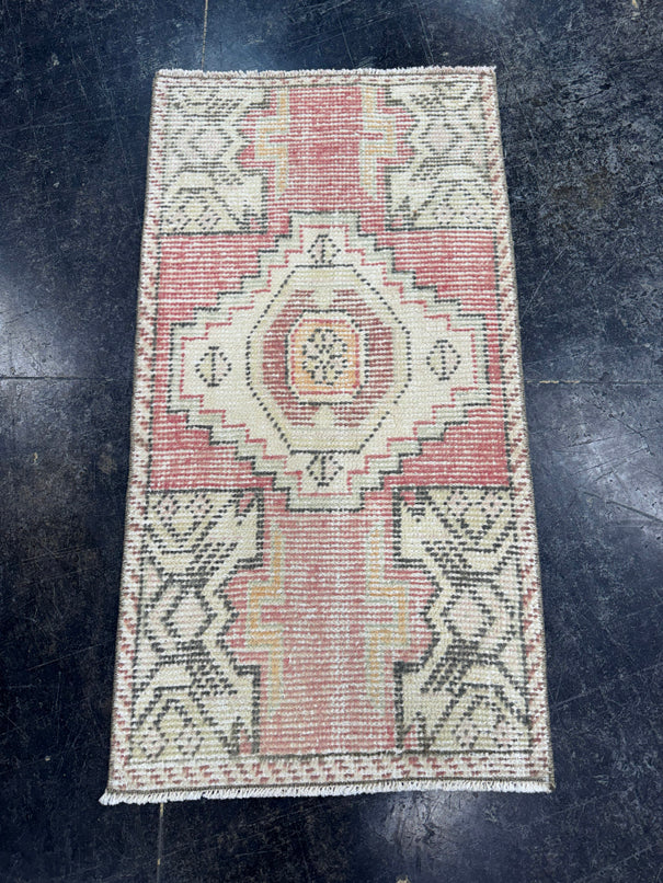Turkish Mini Rug Oriental Hand Knotted Vintage Rug  1'7'' x  3' #12241