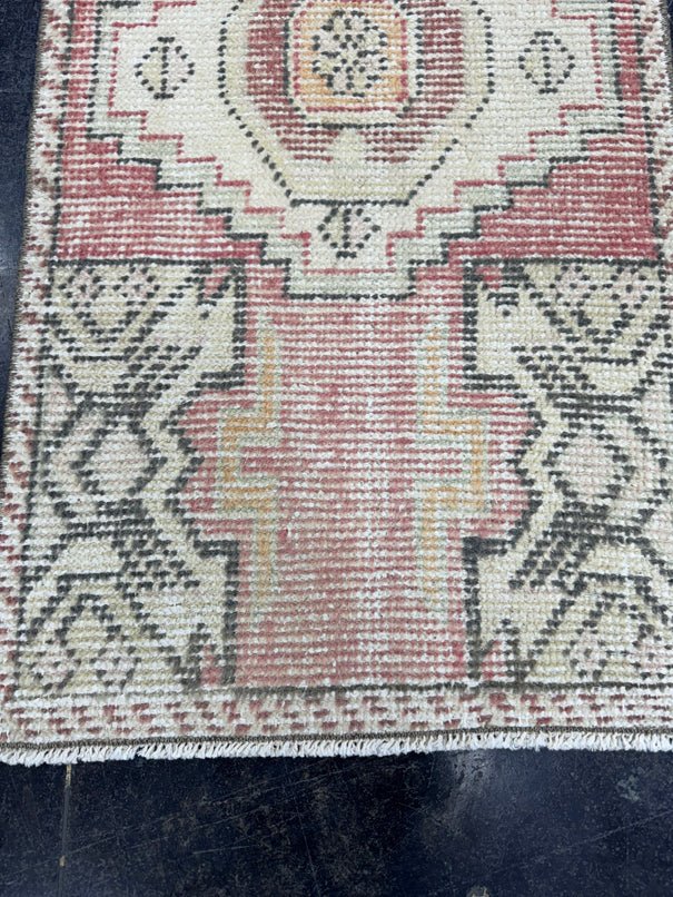 Turkish Mini Rug Oriental Hand Knotted Vintage Rug  1'7'' x  3' #12241