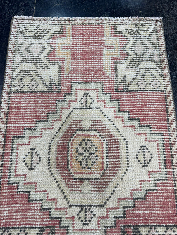 Turkish Mini Rug Oriental Hand Knotted Vintage Rug  1'7'' x  3' #12241