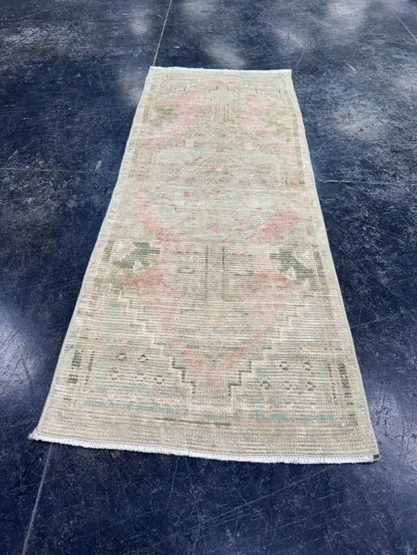 Turkish Mini Rug Oriental Hand Knotted Vintage Rug  1'5'' x  3'8'' #12242