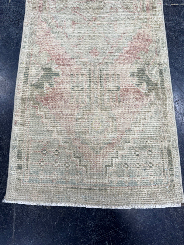 Turkish Mini Rug Oriental Hand Knotted Vintage Rug  1'5'' x  3'8'' #12242