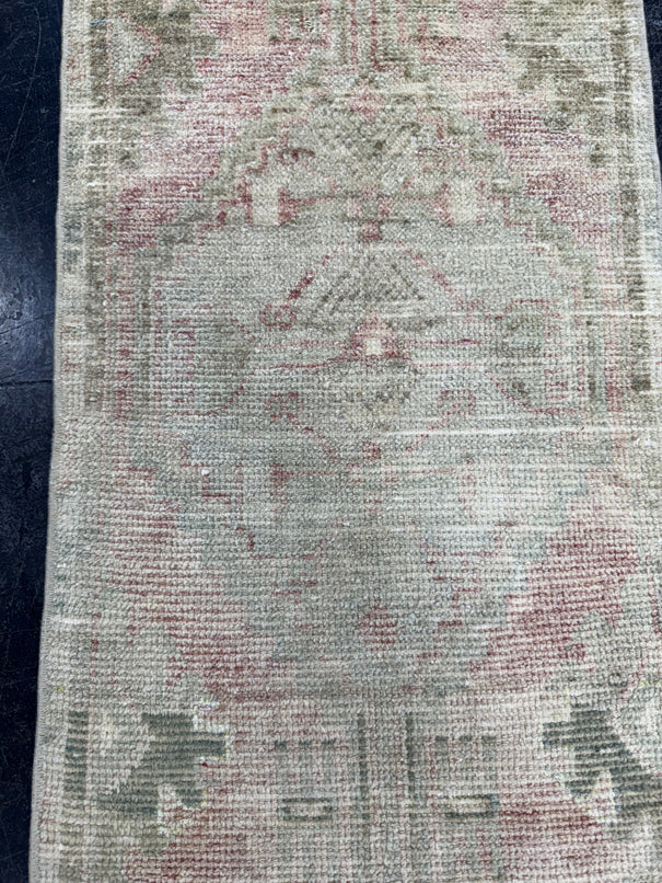 Turkish Mini Rug Oriental Hand Knotted Vintage Rug  1'5'' x  3'8'' #12242