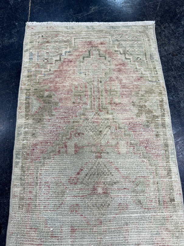 Turkish Mini Rug Oriental Hand Knotted Vintage Rug  1'5'' x  3'8'' #12242