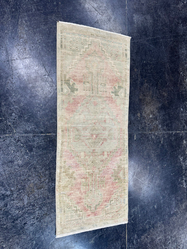 Turkish Mini Rug Oriental Hand Knotted Vintage Rug  1'5'' x  3'8'' #12242