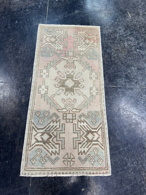 Turkish Mini Rug Oriental Hand Knotted Vintage Rug  1'6'' x  3'1'' #12240