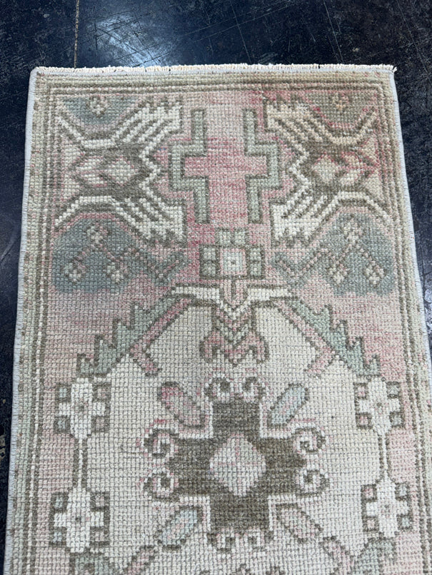 Turkish Mini Rug Oriental Hand Knotted Vintage Rug  1'6'' x  3'1'' #12240
