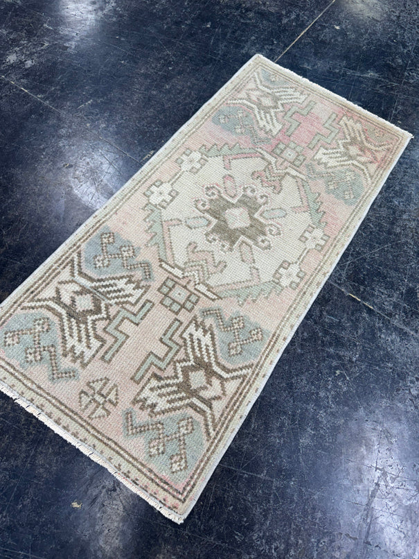Turkish Mini Rug Oriental Hand Knotted Vintage Rug  1'6'' x  3'1'' #12240