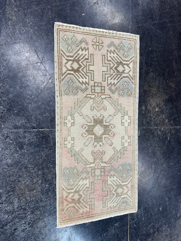 Turkish Mini Rug Oriental Hand Knotted Vintage Rug  1'6'' x  3'1'' #12240