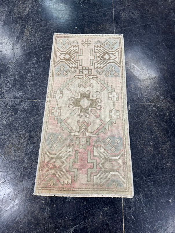 Turkish Mini Rug Oriental Hand Knotted Vintage Rug  1'6'' x  3'1'' #12240
