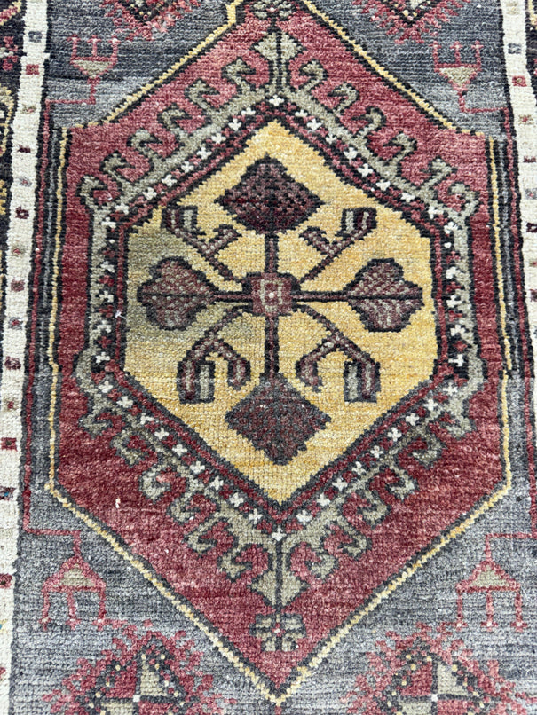 Turkish Mini Rug Oriental Hand Knotted Vintage Rug  1'6'' x  3'1'' #12239