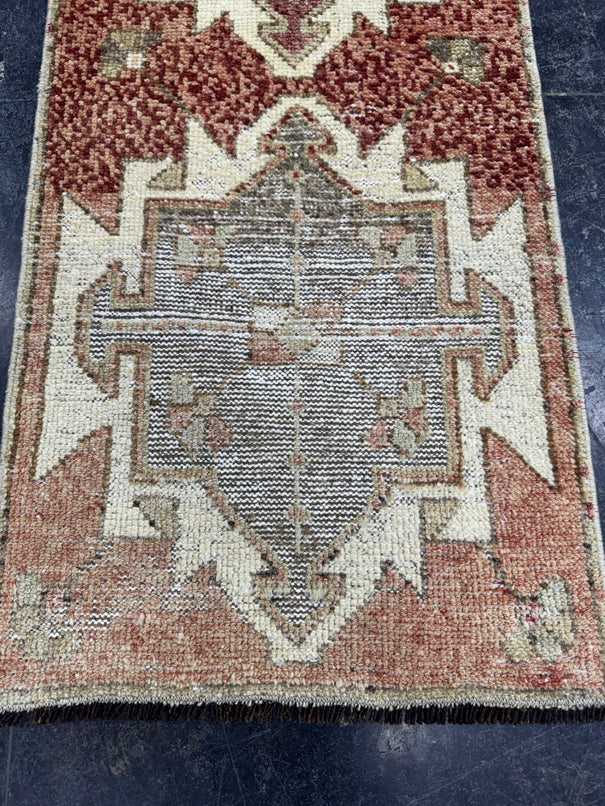 Turkish Mini Rug Oriental Hand Knotted Vintage Rug  1'7'' x  3'6'' #12238