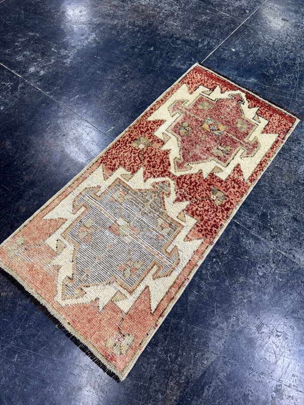 Turkish Mini Rug Oriental Hand Knotted Vintage Rug  1'7'' x  3'6'' #12238