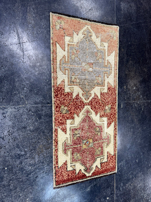 Turkish Mini Rug Oriental Hand Knotted Vintage Rug  1'7'' x  3'6'' #12238