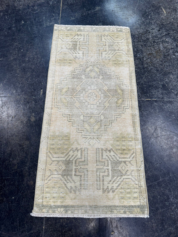 Turkish Mini Rug Oriental Hand Knotted Vintage Rug  1'5'' x  3'1'' #12237