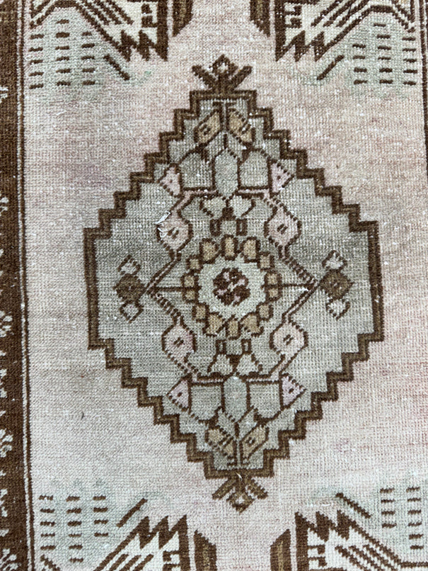 Turkish Mini Rug Oriental Hand Knotted Vintage Rug  1'5'' x  3'3'' #12236