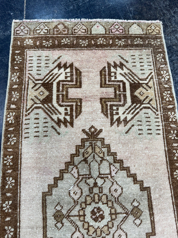Turkish Mini Rug Oriental Hand Knotted Vintage Rug  1'5'' x  3'3'' #12236