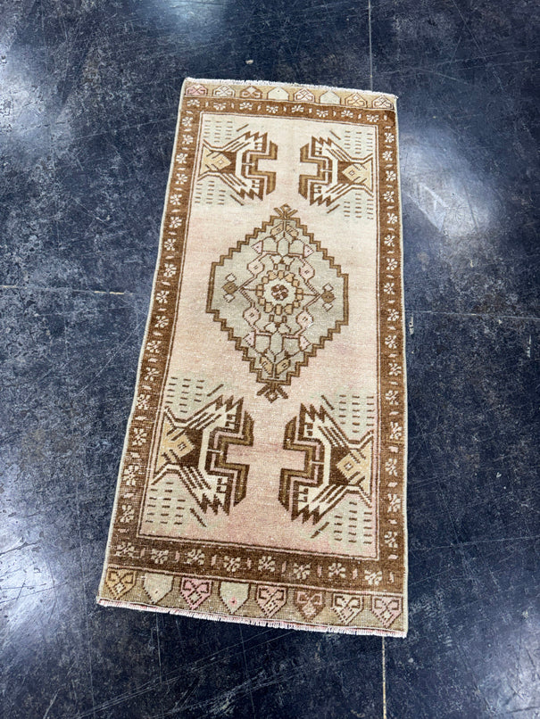 Turkish Mini Rug Oriental Hand Knotted Vintage Rug  1'5'' x  3'3'' #12236