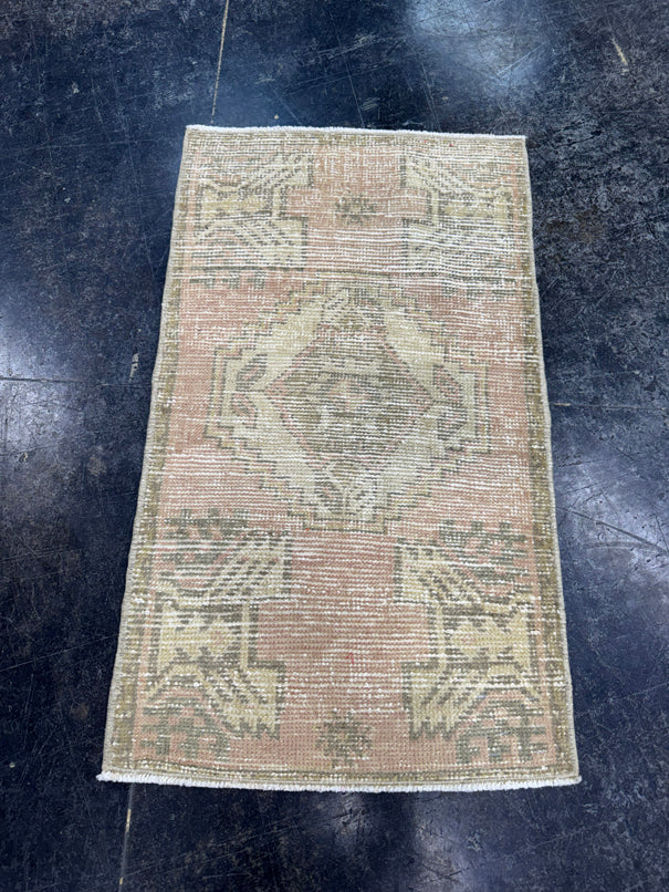 Turkish Mini Rug Oriental Hand Knotted Vintage Rug  1'8'' x  2'10'' #12235