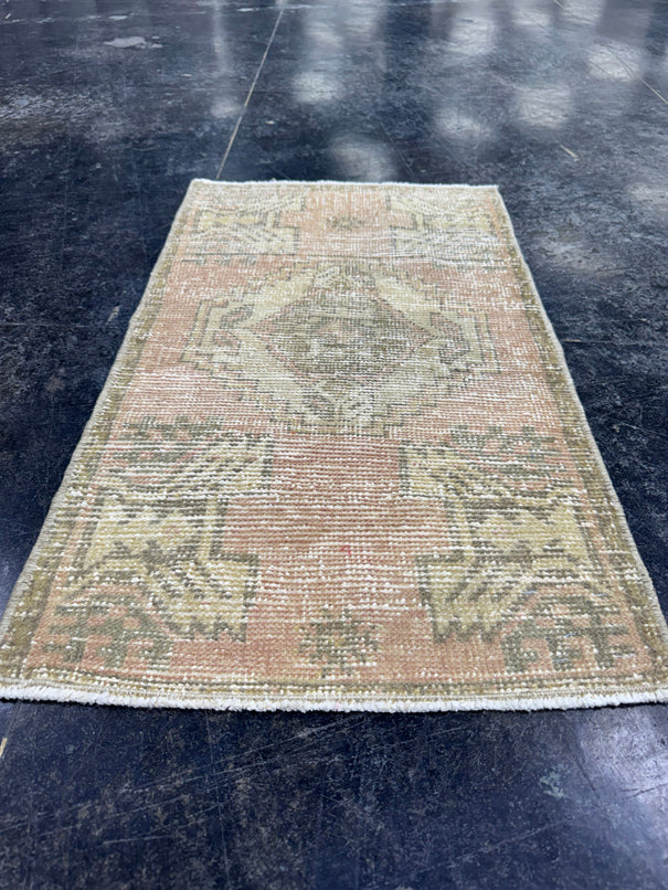 Turkish Mini Rug Oriental Hand Knotted Vintage Rug  1'8'' x  2'10'' #12235