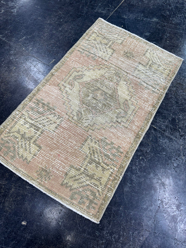 Turkish Mini Rug Oriental Hand Knotted Vintage Rug  1'8'' x  2'10'' #12235