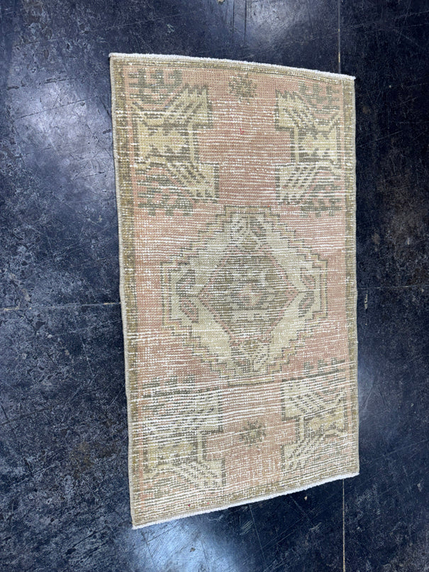 Turkish Mini Rug Oriental Hand Knotted Vintage Rug  1'8'' x  2'10'' #12235
