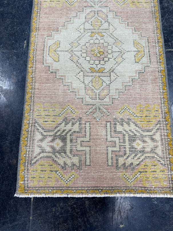 Turkish Mini Rug Oriental Hand Knotted Vintage Rug  1'7'' x  3' #12234