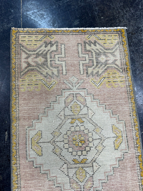 Turkish Mini Rug Oriental Hand Knotted Vintage Rug  1'7'' x  3' #12234