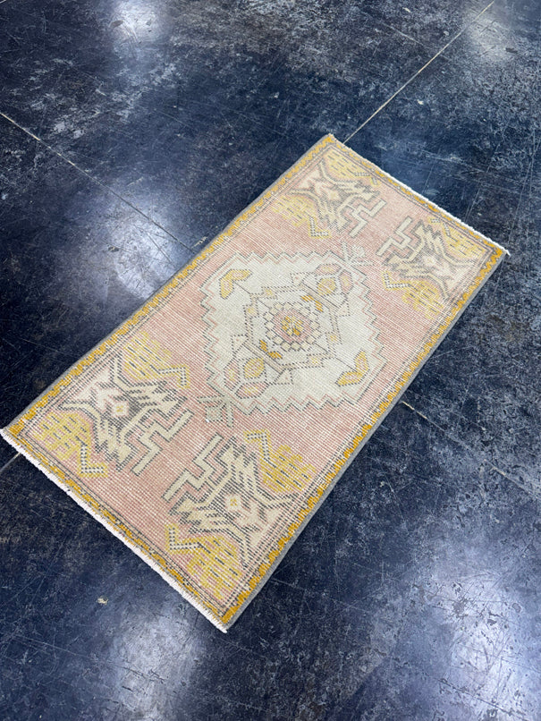 Turkish Mini Rug Oriental Hand Knotted Vintage Rug  1'7'' x  3' #12234