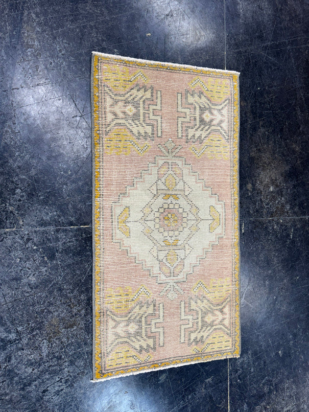 Turkish Mini Rug Oriental Hand Knotted Vintage Rug  1'7'' x  3' #12234