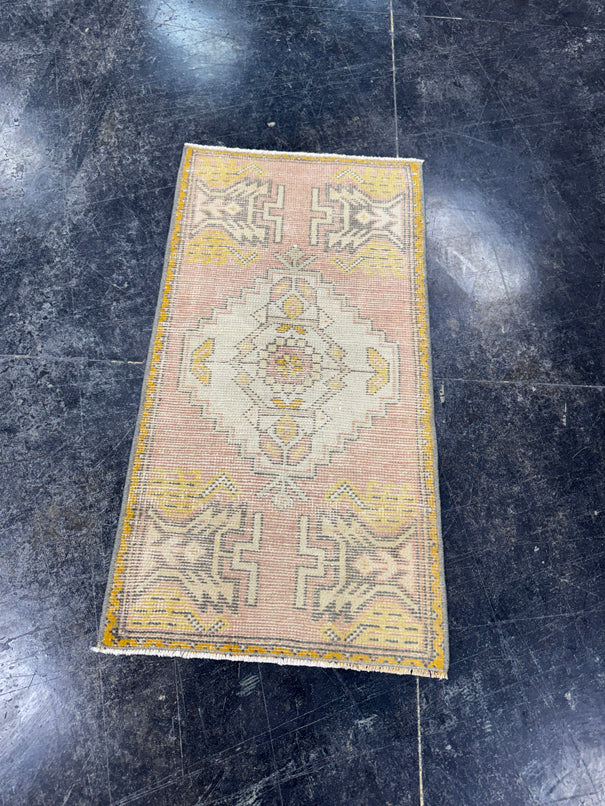 Turkish Mini Rug Oriental Hand Knotted Vintage Rug  1'7'' x  3' #12234