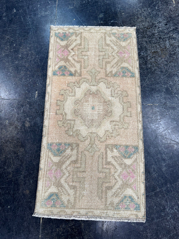Turkish Mini Rug Oriental Hand Knotted Vintage Rug  1'5'' x  2'10'' #12233