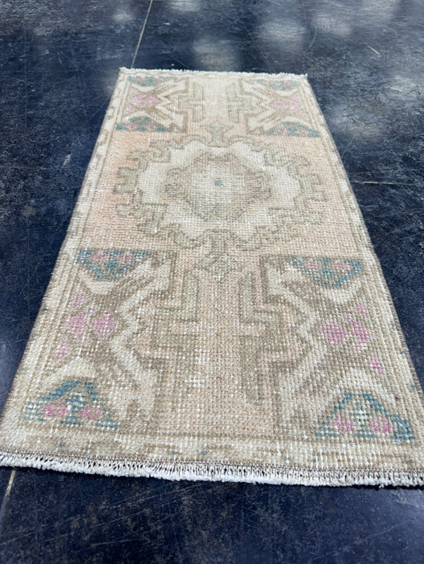 Turkish Mini Rug Oriental Hand Knotted Vintage Rug  1'5'' x  2'10'' #12233
