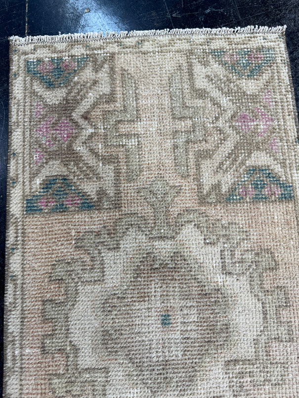Turkish Mini Rug Oriental Hand Knotted Vintage Rug  1'5'' x  2'10'' #12233