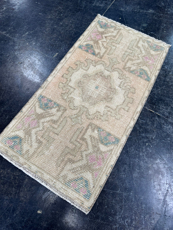 Turkish Mini Rug Oriental Hand Knotted Vintage Rug  1'5'' x  2'10'' #12233