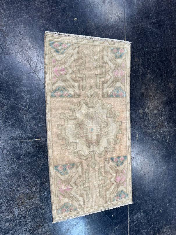 Turkish Mini Rug Oriental Hand Knotted Vintage Rug  1'5'' x  2'10'' #12233