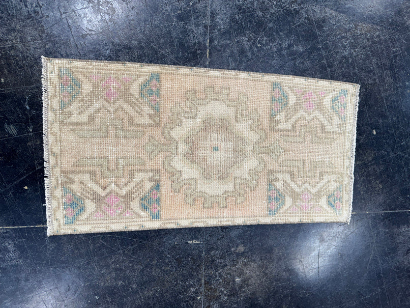 Turkish Mini Rug Oriental Hand Knotted Vintage Rug  1'5'' x  2'10'' #12233
