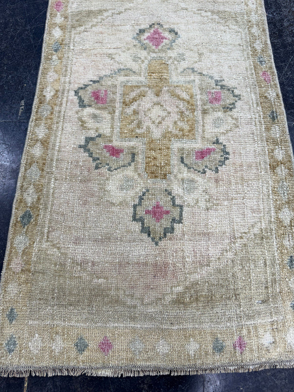Turkish Mini Rug Oriental Hand Knotted Vintage Rug  1'7'' x  2'6'' #12231
