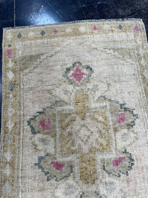 Turkish Mini Rug Oriental Hand Knotted Vintage Rug  1'7'' x  2'6'' #12231