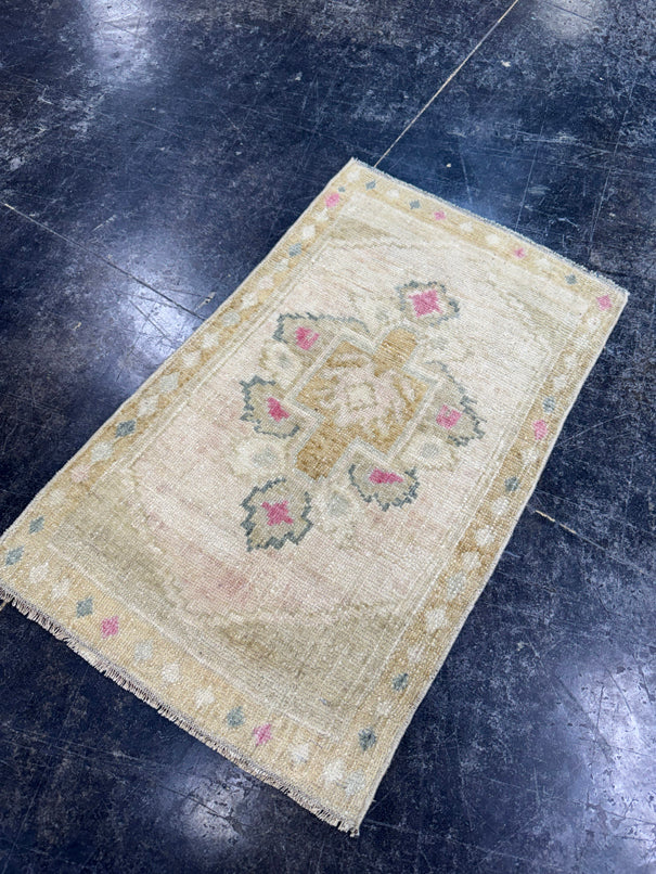 Turkish Mini Rug Oriental Hand Knotted Vintage Rug  1'7'' x  2'6'' #12231