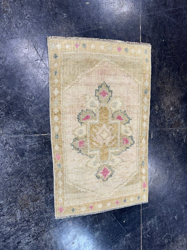 Turkish Mini Rug Oriental Hand Knotted Vintage Rug  1'7'' x  2'6'' #12231