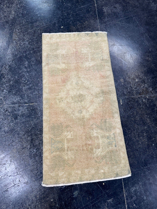 Turkish Mini Rug Oriental Hand Knotted Vintage Rug  1'5'' x  3' #12232