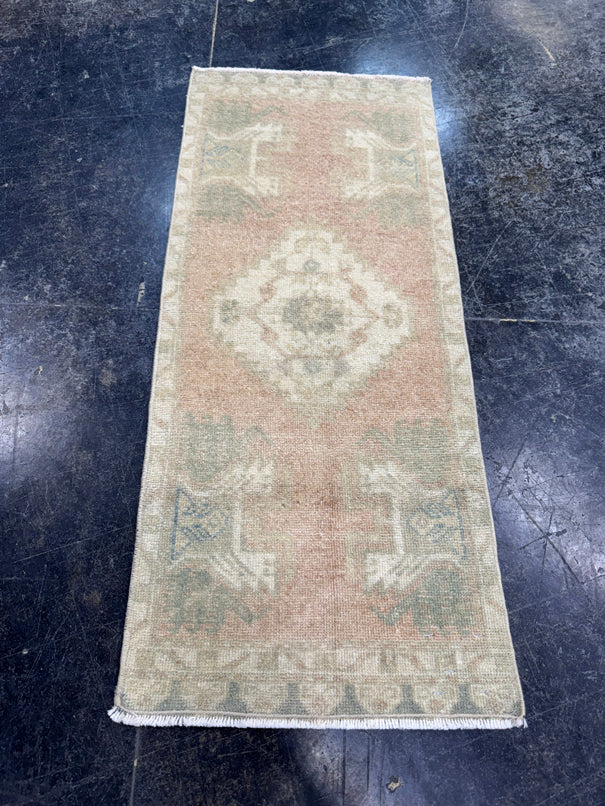 Turkish Mini Rug Oriental Hand Knotted Vintage Rug  1'4'' x  3'3'' #12230
