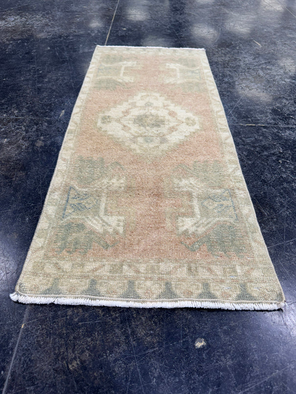 Turkish Mini Rug Oriental Hand Knotted Vintage Rug  1'4'' x  3'3'' #12230