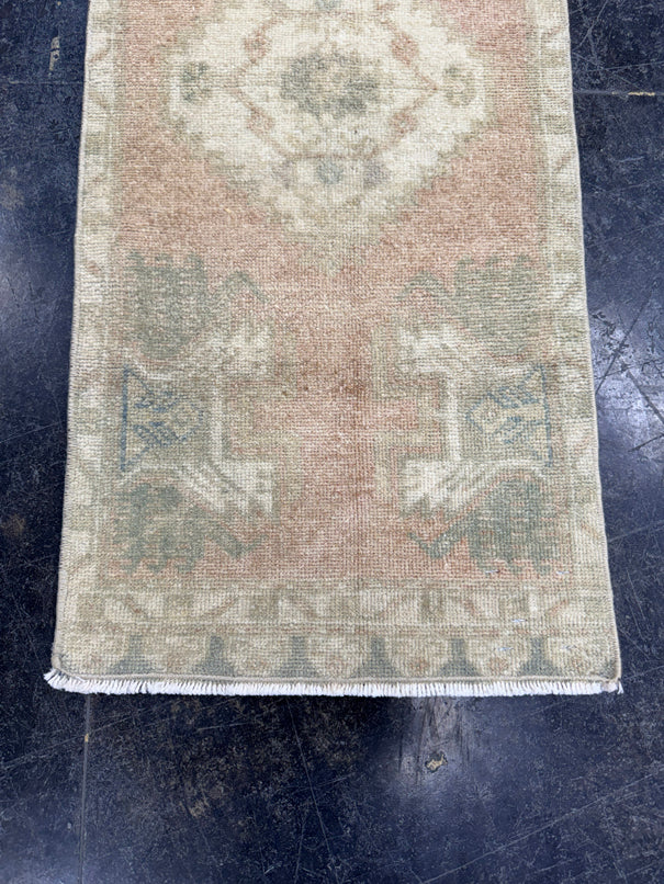 Turkish Mini Rug Oriental Hand Knotted Vintage Rug  1'4'' x  3'3'' #12230