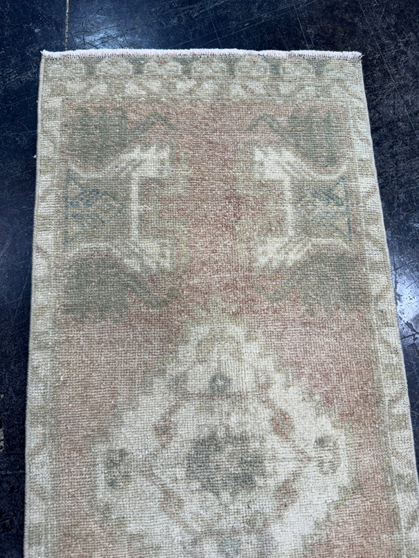 Turkish Mini Rug Oriental Hand Knotted Vintage Rug  1'4'' x  3'3'' #12230
