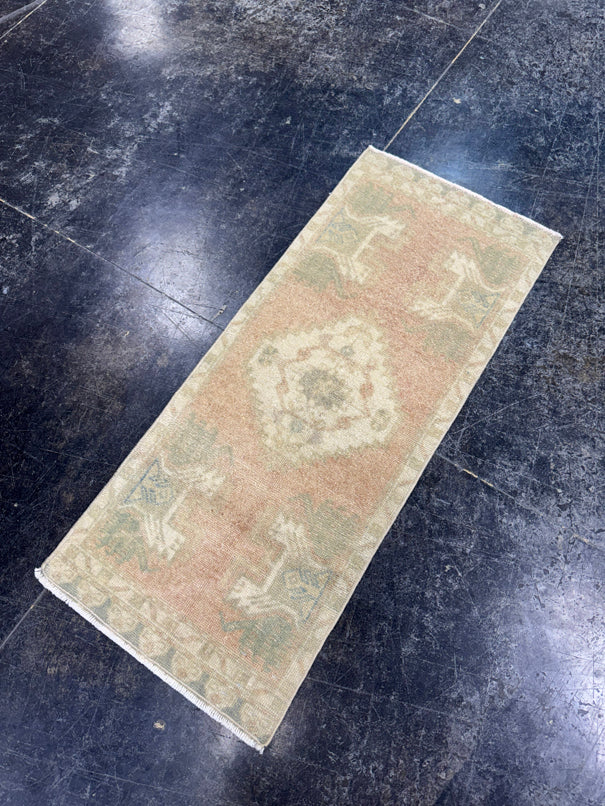 Turkish Mini Rug Oriental Hand Knotted Vintage Rug  1'4'' x  3'3'' #12230