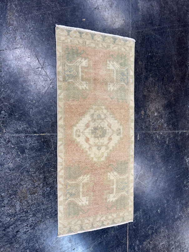 Turkish Mini Rug Oriental Hand Knotted Vintage Rug  1'4'' x  3'3'' #12230