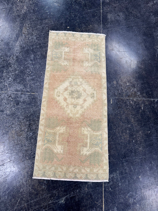 Turkish Mini Rug Oriental Hand Knotted Vintage Rug  1'4'' x  3'3'' #12230