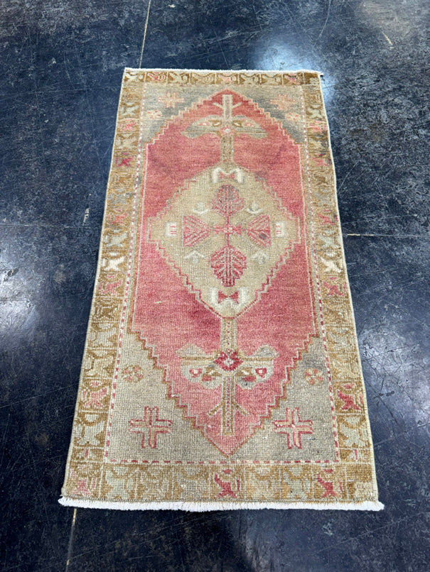 Turkish Mini Rug Oriental Hand Knotted Vintage Rug  1'6'' x  3' #12229