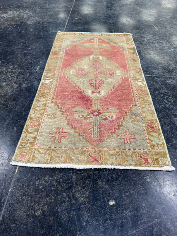 Turkish Mini Rug Oriental Hand Knotted Vintage Rug  1'6'' x  3' #12229
